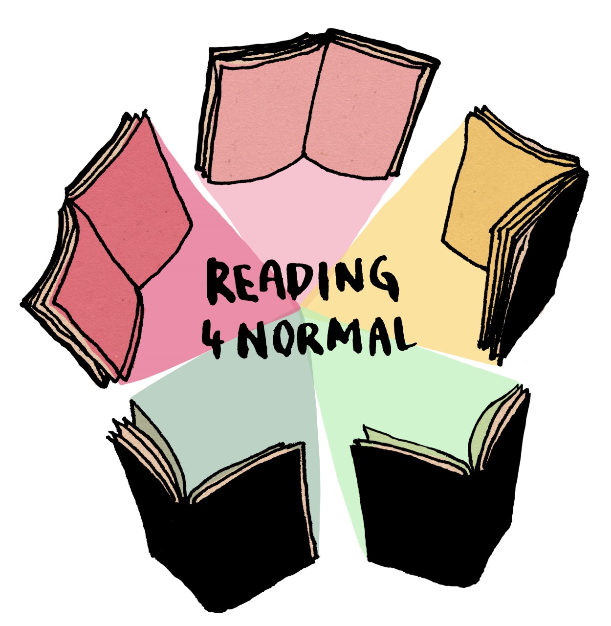 line drawing of chairs in circle with text 'Reading 4 normal'