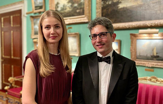 Liudmyla Kasain and Daniele D'Alvia at the annual banquette of the Worshipful Company of International Bankers (WCIB).