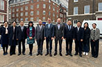 Professor Duncan Matthews, Professor Noam Shemtov and Dr Guan Tang standing with the delegation from the Guangdong Intellectual Property Protection Centre outside the Centre for Commercial Law Studies.