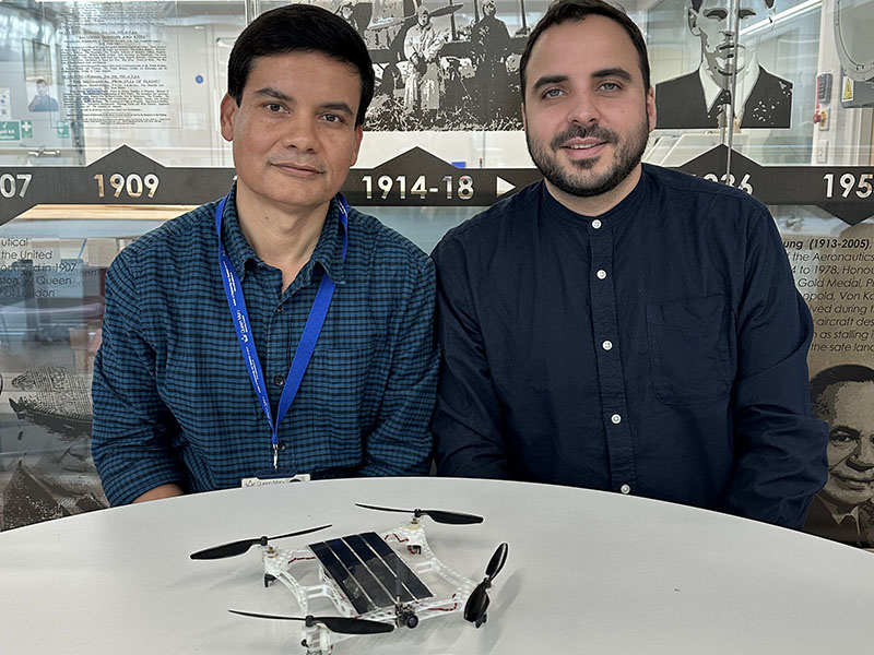 Dr Hasan Shaheed and Dr Aly Abidali with their micro drone