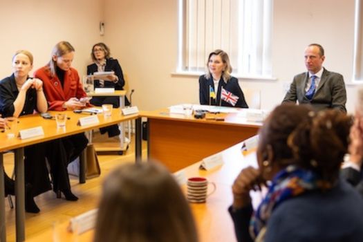 Olena Zelenska, First Lady of Ukraine, visits to discuss post-war mental health.