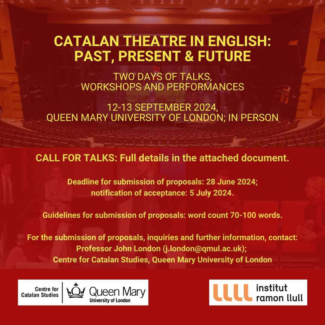 CALL FOR PAPERS – Catalan Theatre in English: Past, Present & Future 