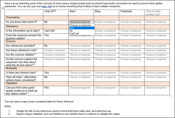 AI source checking activity