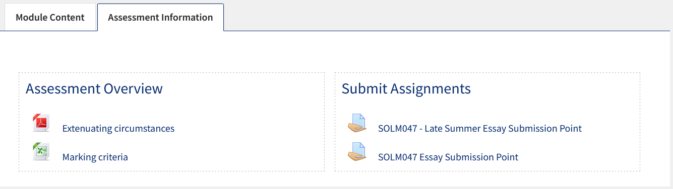 QMplus Assessment tab