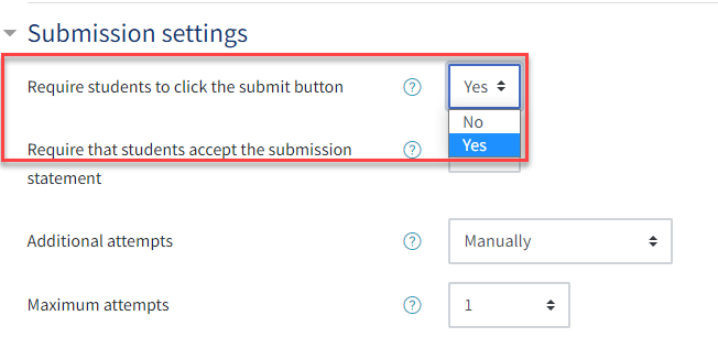 QMplus assignment submission settings