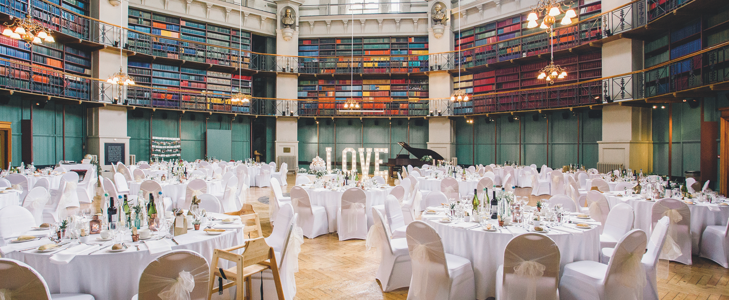 The Octagon venue with tables set up for a wedding